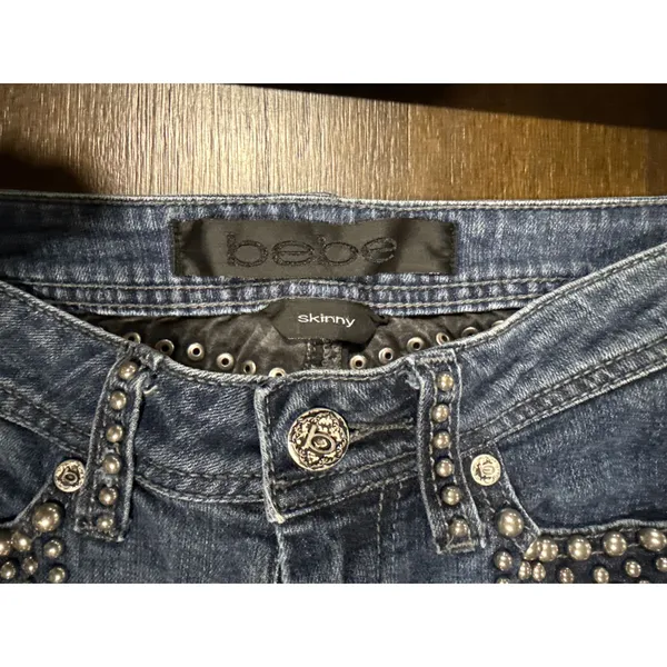 Bebe Women's Studded Skinny Jeans in Blue - Image 3