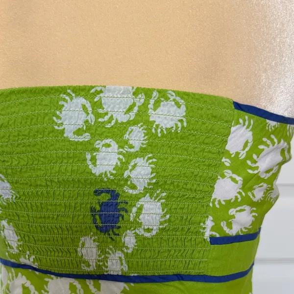 Lilly Pulitzer Green Strapless Top with Crab Print - Image 4