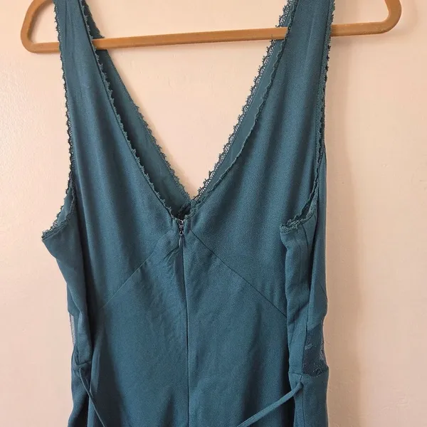 Turquoise Aqua Maxi Babydoll Dress Sheer Mesh Lace Sleeveless Formal Dinner XL - Image 14
