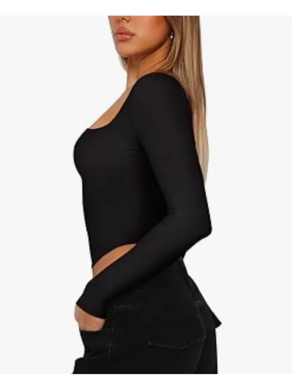 NEW REORIA Square Neck Long Sleeve Y2K Boned Bustier Corset Crop Tops XL - Image 5