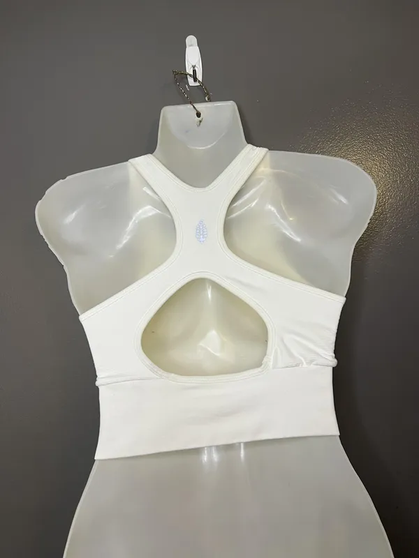FP Movement Sports Bra Womens XS/S White Racerback Keyhole Crop Knit Stretch - Image 4