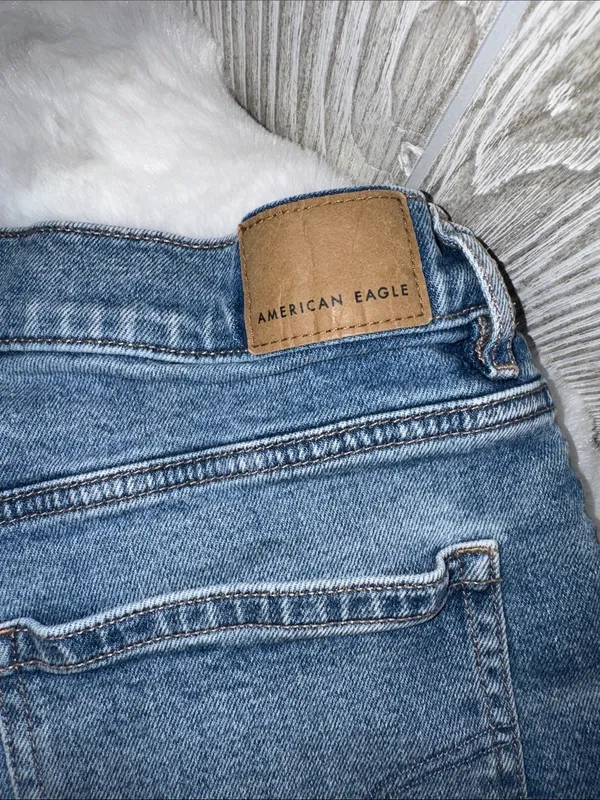 American Eagle Outfitters Light Blue Rolled Hem Denim Shorts - Image 5