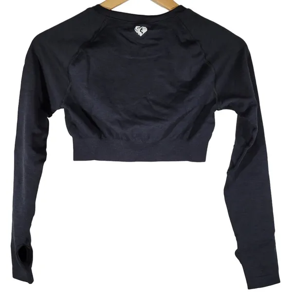 WOMENS BEST Move Seamless Long‎ Sleeve Crop Top Black Medium Athletic Workout - Image 2