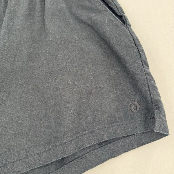 Hang Ten Santa Teresa Linen Blend Shorts XL Black Paperbag Waist Tassel Boho Fit - Image 5