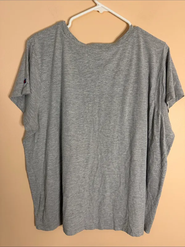 Champion Gray Tee with Pink and Purple Script Logo - Image 5