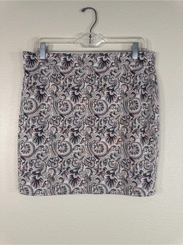 Free People Grey Paisley Stretch Mini Skirt Womens L Boho Fall Casual Pull On - Image 11