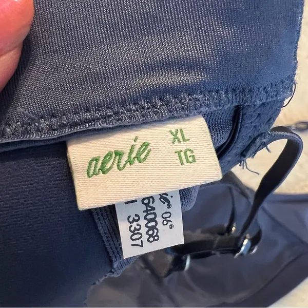 Aerie Blue Satiny Bra Size XL unpadded under wireless lace trim strappy back - Image 8