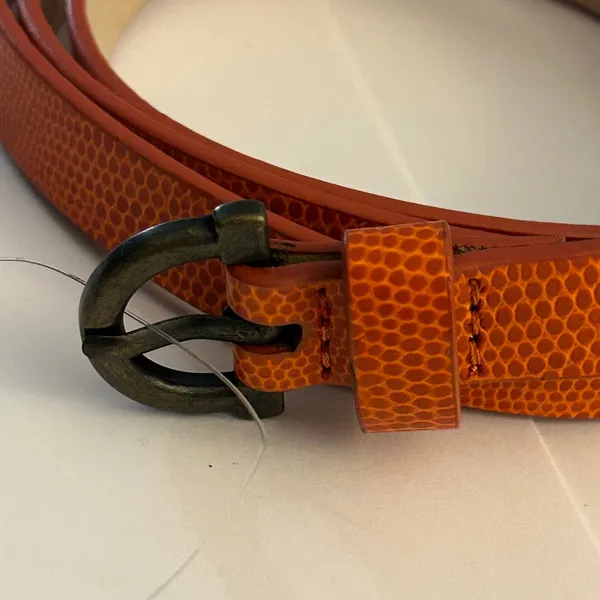 Coldwater Creek Burnt Orange Embossed Skinny Belt XL‎ Misses 18 NEW - Image 2