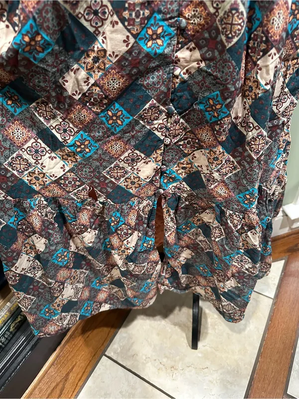 Anthropologie “Peregrine” Patchwork Midi Dress – Smocked Bodice – Size Medium - Image 6