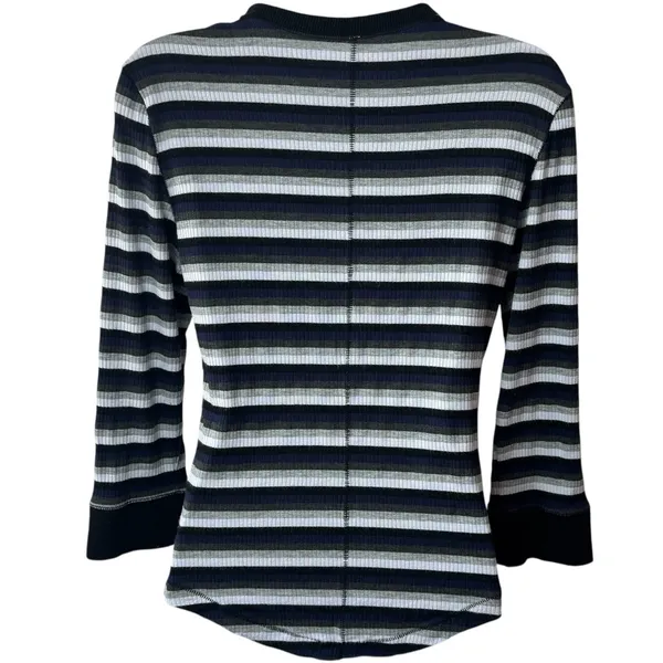 Intimately Free People Striped Ribbed Crew Top Preppy Goth Punk Academia M - Image 5