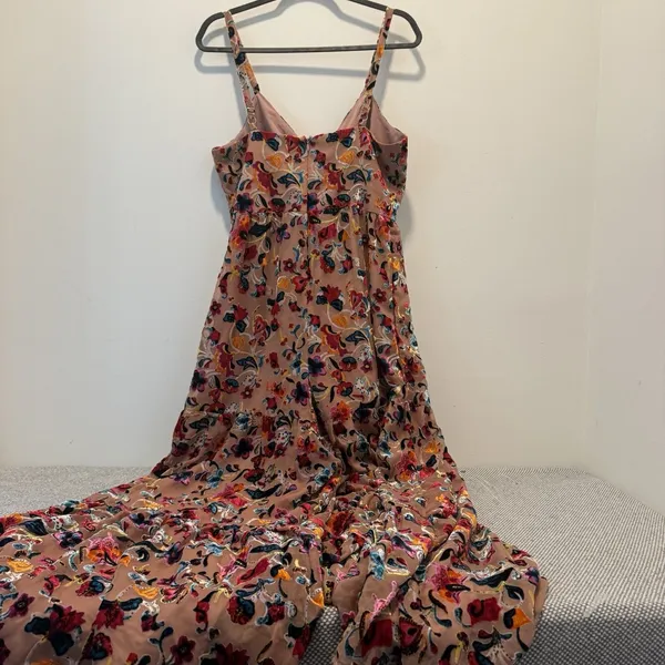 Flounced Floral Burnout Velvet Jumpsuit Size 8 - Image 6