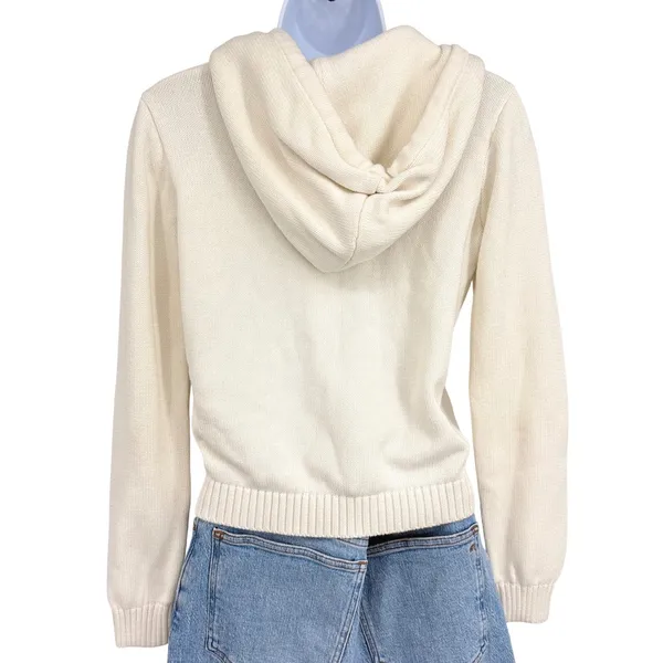 Brandy Melville Alana Knit Sweater Women XS/S Cream Hoodie Full Zip Cotton - Image 7