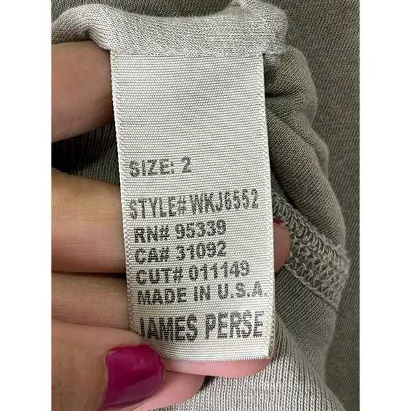 James Perse V Neck Long Sleeve Sweatshirt Dress Tunic Made in USA Size 2 Medium - Image 7