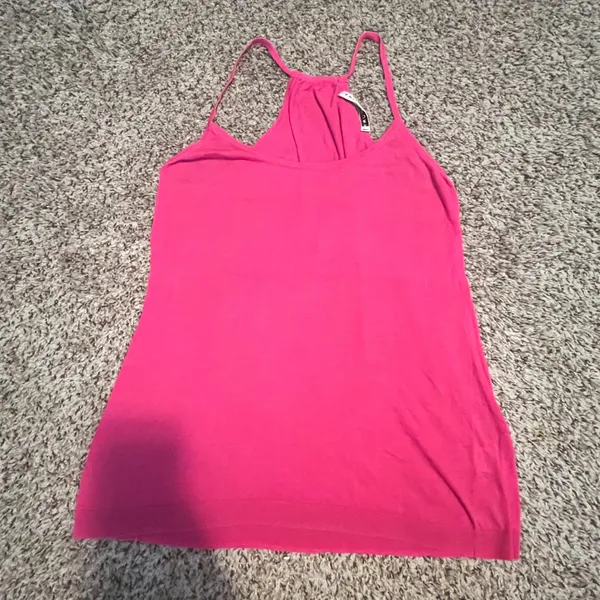 Trina Turk Pink Pima Cotton Racerback Knit Tank Top Hot‎ Pink High Neck No Size - Image 6