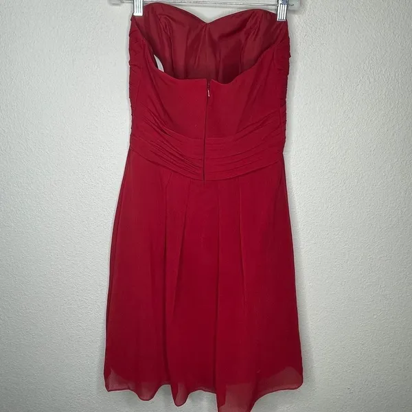 David's Bridal Strapless‎ Dress Red - Image 4