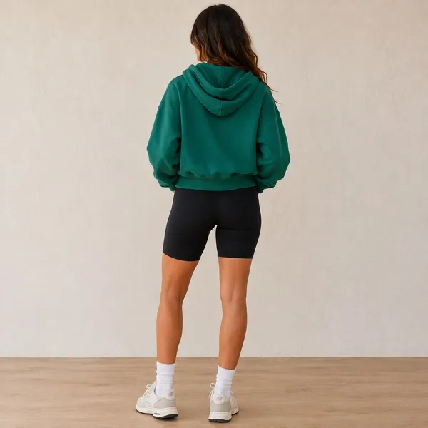 Aritzia TNA Cozy Fleece Green Boyfriend Zip Hoodie Oversized Small - Image 3