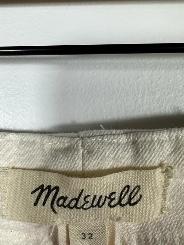Madewell‎ Tapered Denim Trousers 32 Vintage Ivory High Rise Jeans NS363 $148 - Image 10