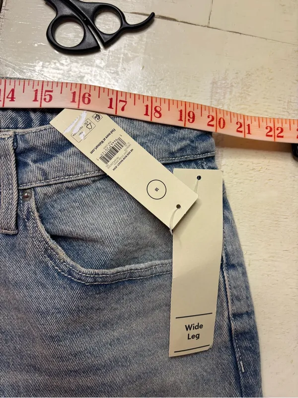 No Boundaries Baggy Wide-Leg Bow Light Stone Wash Denim Womens Size 18 Jeans New - Image 5