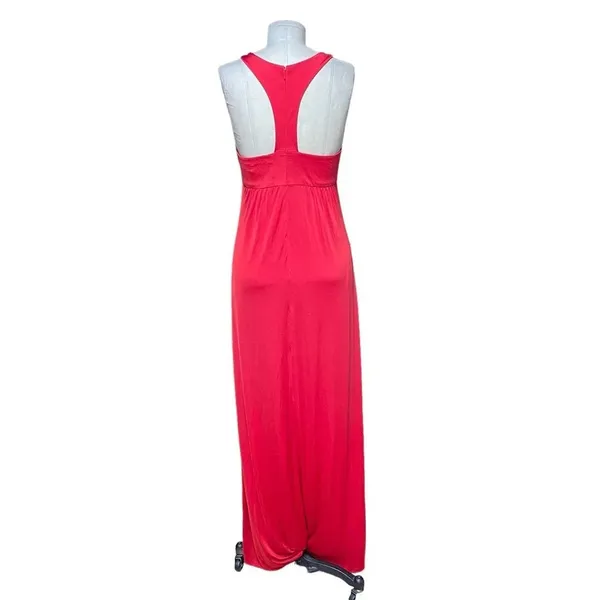JAY GODFREY Halter Neck Jersey‎ Red Maxi Dress Gown Size 6 - Image 7