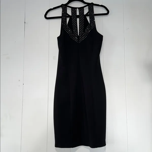 Guess Los Angeles Black Body-con Cut Out Sleeveless Rhinestones Zip Up 072726 - Image 2