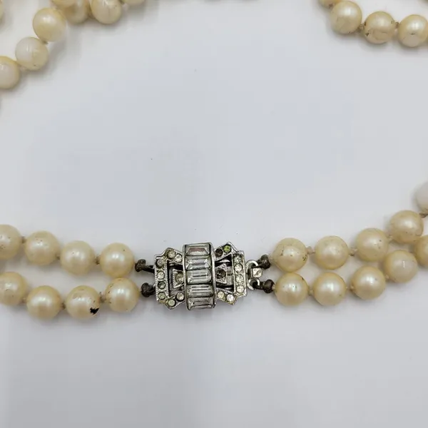 Vintage Womens Double Strand Faux Pearl Necklace 28" Cream Fashion Accessories - Image 7