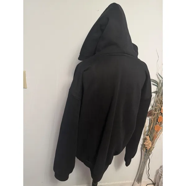 Comfrt Black Oversized Hoodie Women Embroidered Logo Fleece Pullover‎ Streetwear - Image 3