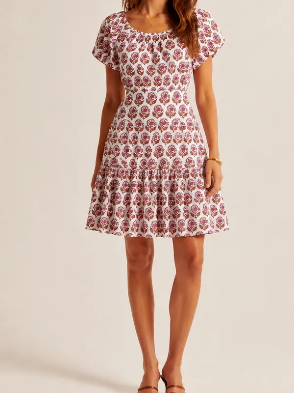 J.Crew Bouquet Block Print Cotton Poplin Cottagecore Vacation Floral Mini Dress - Image 10