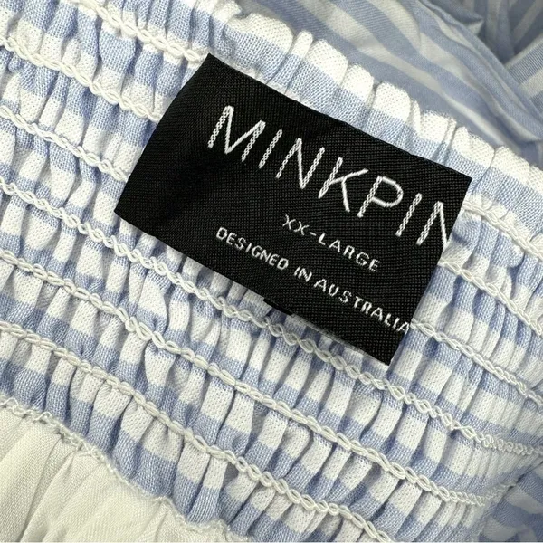 MINKPINK Blue and White Yasamin Cotton Tiered Mini Dress - Image 13