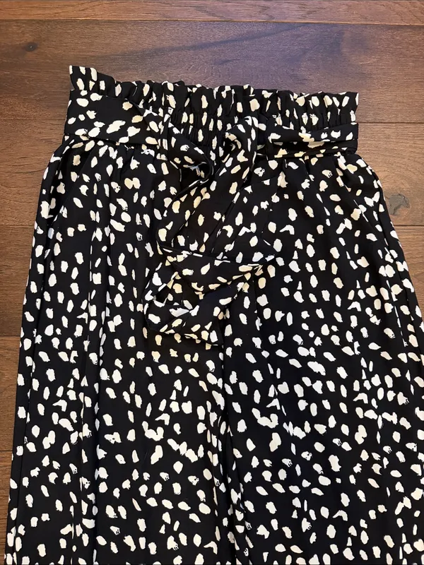Black & White Printed Paperbag Waist Wide-Leg Pants Size XS - C2-042 - Image 2
