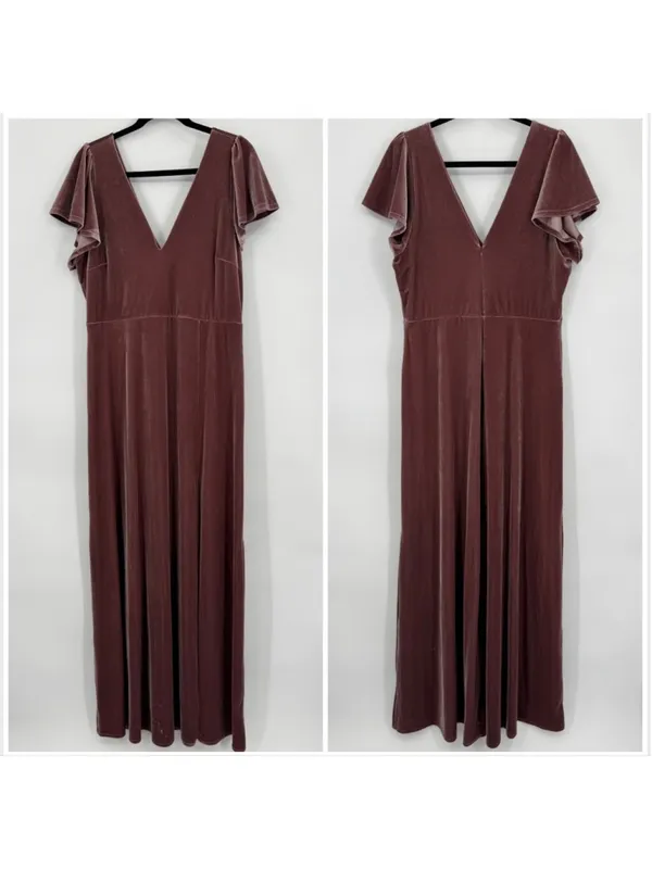 Birdy Grey Hannah Stretch Velvet Bridesmaid Dress XXL Desert Rose Mauve Pink - Image 3