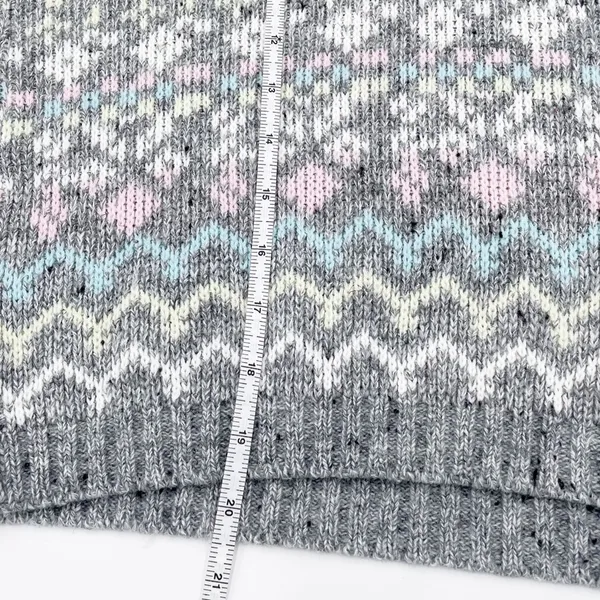 Vintage 80s 90s Croquet Club Women's Soft Pastel Grey Acrylic Knit Sweater Ski - Image 10