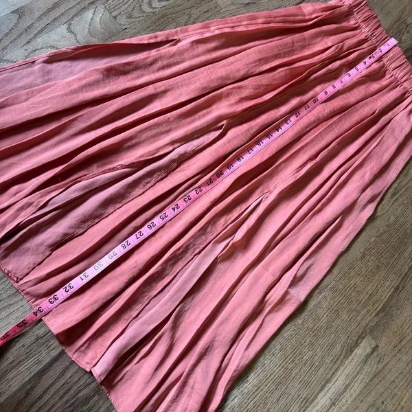 Topshop Pleated‎ Midi Skirt Coral Terracotta Double Slit Elastic Waist NWT Sz 4 - Image 5