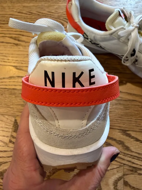 Nike Waffle Debut Sneakers White Orange Leopard - Image 7