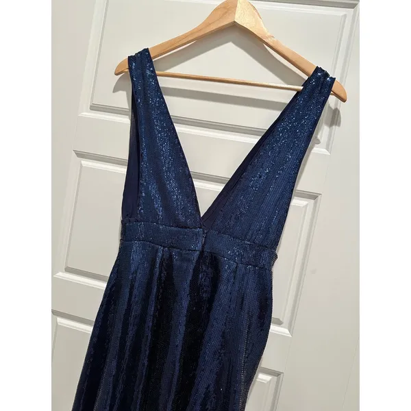 NBD Starry Nights Sequin Mini‎ Dress Navy Blue Small V Neck Clubwear Party - Image 5