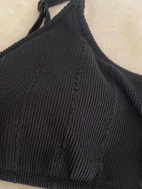 Aerie Women's Crinkle Ribbed V-Neck Scoop Adjustable Strap Bikini Top Size XXL - Image 4