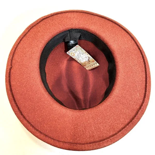 Fedora Polyester Wool Blend Hat Women's One Size Rust‎ Boho Swiftie Festival NWT - Image 2