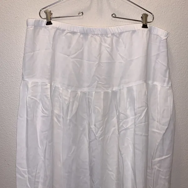 White stretchy casual summer sheer office midi skirt - Image 2