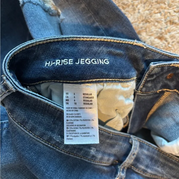 American Eagle Outfitters Women's Ripped Dark Blue jegging Jeans - Image 5