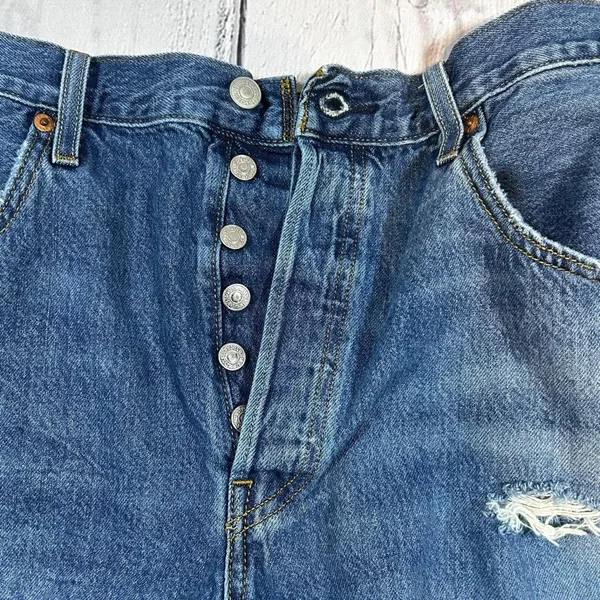 Levi’s 501 Distressed Denim Cutoff Shorts | Approx. Size 14 - Image 4