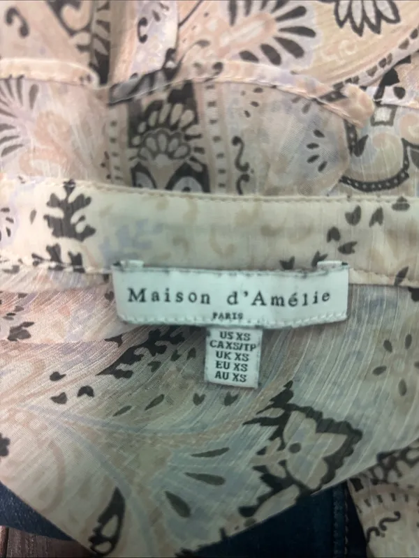 Boho Paisley Ruffle Blouse in Cream and Black - Image 9