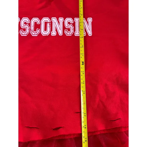 Wisconsin Badgers Reworked Gameday Set Distressed Sweatshirt Tulle Skirt Red M‎ - Image 6
