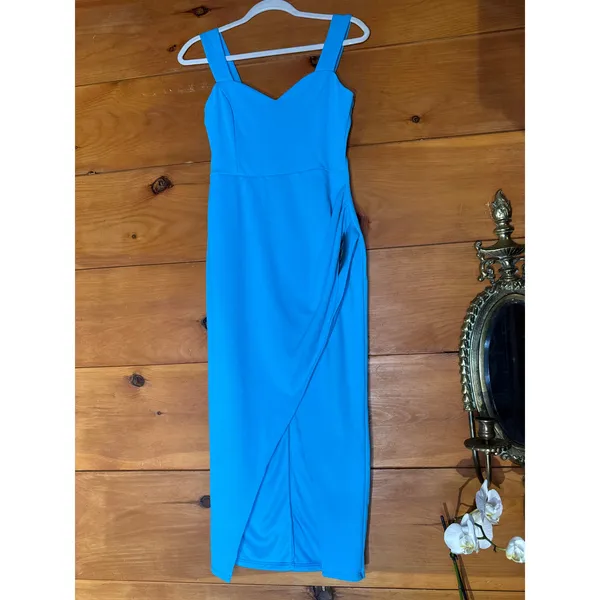 Lulus Always Beautiful Teal Sleeveless Tulip Midi Dress Party Holiday Medium - Image 2