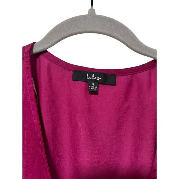 Lulus S Fuchsia Wrap Blouse with Puff Sleeves - Image 5