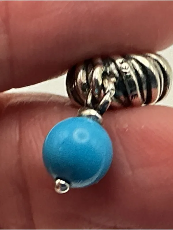 Pandora Turquoise Bead Dangle Charm Sterling Silver ALE - Image 6