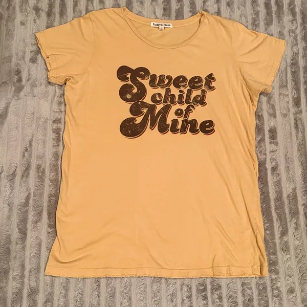 Golden Daze "Sweet Child‎ of Mine" Distressed Graphic Tee Mustard Yellow L - Image 2