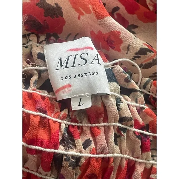 Misa Los Angeles Gia Floral Halter Dress Size Small Maxi Chiffon Tiered - Image 14