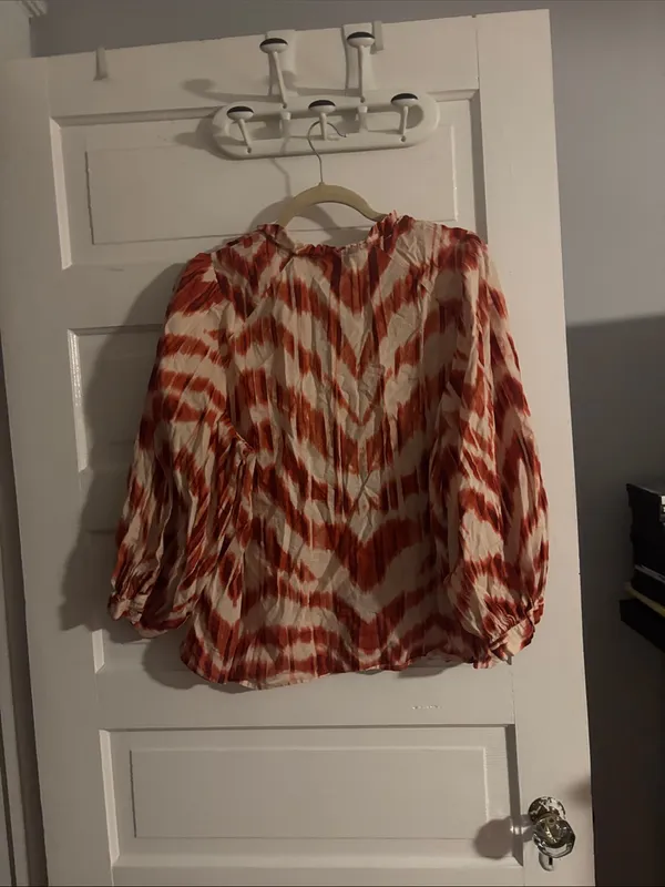 Banana Republic Womens Rust & Cream Patterned Button-Front Blouse - Image 4
