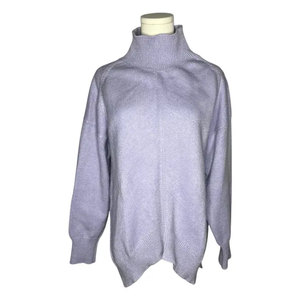 Maeve Anthropologie Lilac Crystal Mock Neck Tunic Sweater Stretch Knit - Image 4