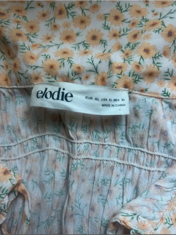 Elodie Smocked Peter Pan Collar Puff Sleeve Floral Daisy Crop Top Cottagecore - Image 5
