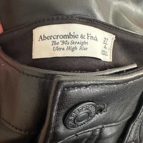 Abercrombie & Fitch Black Vegan Leather 90s Straight Pants Curve Love High Rise - Image 5